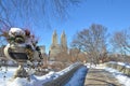 Central Park, New York City bow bridge in the winter. New York. Royalty Free Stock Photo