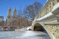 Central Park, New York City bow bridge in the winter. New York. Royalty Free Stock Photo