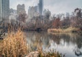Central Park, New York City on foggy day