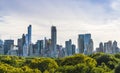 Central park,new york,usa. 09-01-17: central park with Manhattan skyline on the sunny day in summer season Royalty Free Stock Photo