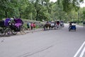 Central Park NYC carriages and pedicabs -4 Royalty Free Stock Photo