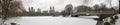 Central Park panorama with Bow Bridge in winter Royalty Free Stock Photo