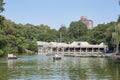 Central Park pond small boats harbor in New York in a sunny day