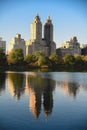 Central Park Reservoir or Jacqueline Kennedy Onassis Reservoir in New York city during the autumn season. Royalty Free Stock Photo