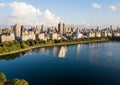 Central park reservoir in New York aerial view Royalty Free Stock Photo