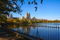 Central Park Reservoir and Upper West Side buildings in Fall. Manhattan, New York City Royalty Free Stock Photo