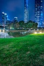 Central park in shanghai downtown at night Royalty Free Stock Photo