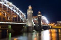 Central part of the bridge of Peter the Great, big lights for night illumination in close-up. Saint Petersburg Royalty Free Stock Photo