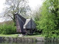 Europe, Belgium, West Flanders, Bruges, Old crane on the canal Bank