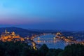 The central part of Budapest with a chain bridge Royalty Free Stock Photo