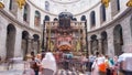 Central part of the Church of the Holy Sepulcher timelapse hyperlapse. Royalty Free Stock Photo