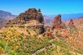 Central part of Gran Canaria island with serpentine road. Canary Islands, Spain Royalty Free Stock Photo