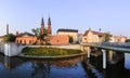 Central part Opole city at sunset Royalty Free Stock Photo