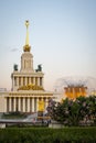 Central Pavilion and The Friendship of Nations fountain in VDNH, Moscow