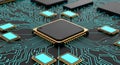 Central Processing Unit on Circuit Board Royalty Free Stock Photo