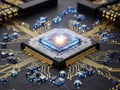 Central processing unit on a circuit board Royalty Free Stock Photo