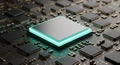 Central Processing Unit (CPU) on Circuit Board - Technology, Computer, Microchip Royalty Free Stock Photo