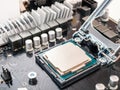 Central processing unit CPU computer server motherboard socket computer components isolated on background Royalty Free Stock Photo