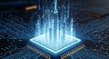 A central processing unit CPU glowing with high quality stock illustration for commercial use Royalty Free Stock Photo