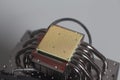 Central processing unit CPU microchip on Computer fan processor Royalty Free Stock Photo
