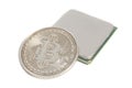 Central processing unit CPU microchip with golden Bitcoin