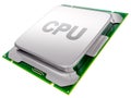 Central processing unit - CPU microchip isolated on white background. 3d illustartion Royalty Free Stock Photo