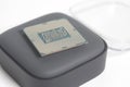 Central processing unit CPU processor microchip on the packaging box Royalty Free Stock Photo