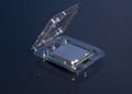 Central processing unit CPU processor microchip in the packaging box Royalty Free Stock Photo