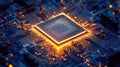 Central processing unit integrating data on circuit board Royalty Free Stock Photo