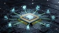 Central processing unit managing integrated technology functions Royalty Free Stock Photo