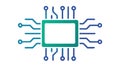 Central Processing Unit Microchip Icon with Connection Lines Vector, vector design Generative AI Royalty Free Stock Photo
