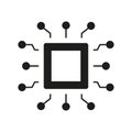 Central Processing Unit Silhouette Icon. Micro Chip Board, Digital Technology, Artificial intelligence Glyph Pictogram