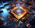 The central processor is inside the computer on the circuit board. Royalty Free Stock Photo