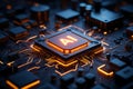 Ai processor glows on a futuristic circuit board Royalty Free Stock Photo