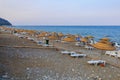 Central public city Turkish beach. Antalya province, Kemer region. August 5, 2022 Beldibi Turkey