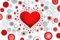 central red heart surrounded by expanding white and red concentric circles, creating a captivating visual effect. Perfect for a
