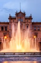 Central source of the popular Spain Square, in Seville