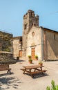 Central square in the charming Tuscany village Mommio Castello, at the top of the hill of Versilia, Italy