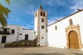 Central square with church and bell tower in Betancuria village on Fuerteventura island, Spain Royalty Free Stock Photo