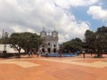 Central Square with the church Virgen del Carmen Guatape Colombia