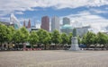 Central square Het Plein with statue of William the Silent, Hague, Netherlands Royalty Free Stock Photo