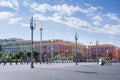 Nice, Provance, Alpes, Cote d`Azur, French, August 15, 2018; Place Massena, landmark of the town.