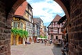 Central square in Riquewihr town, France Royalty Free Stock Photo