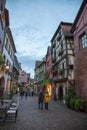 Central square in Riquewihr town, France