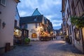 Central square in Riquewihr town, France