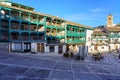 Central square of the town of Chinchon in Madrid, typical houses with wooden balconies and an old medieval atmosphere Royalty Free Stock Photo