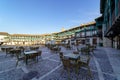 Central square of the town of Chinchon in Madrid, typical houses with wooden balconies and an old medieval atmosphere