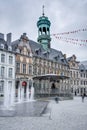 The central square and town hall in Mons, Belgium.