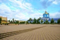 Central square of Zadonsk city with assumption (Uspensky) Cathedral Royalty Free Stock Photo