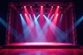 Central stage, complex lighting rig and trusses , framework, structure, event